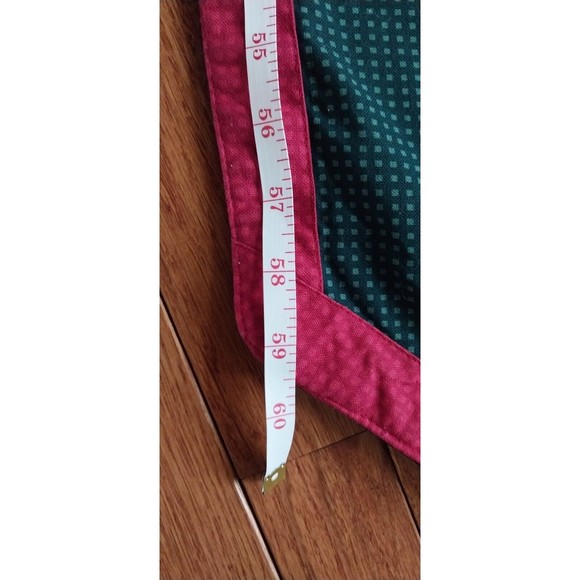 Woven Style Wine Red Green Tapestry Table Runner Length 74" Tassels Classic GUC - Picture 13 of 15